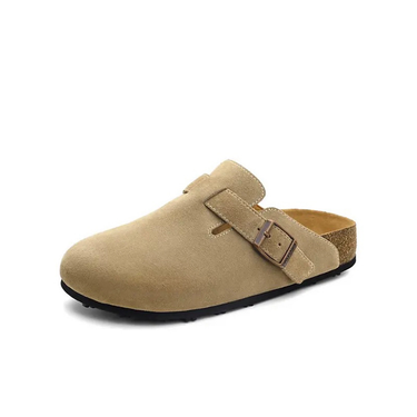 P5 Full Cowhide Women's All-match Retro Autumn And Winter 2023 New Comfortable Flat Cork Half Slippers For Outerwear_voghion.com