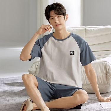 Men's Sleepwear Two Piece Set | Solid Color Basic Lightweight Breathable Oversized Large Youth Style-XL_voghion.com