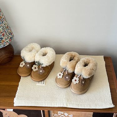 "Toddler & Little Girls' Winter Boots – Warm Faux Fur-Lined Snow Boots With Soft Sole (Beige/Camel)"_voghion.com