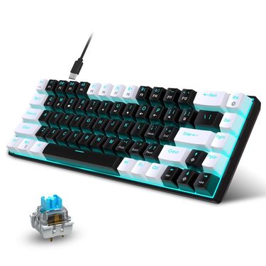 New 68 key wired nical esports game keyboard hot plug axis engineering dual color injection molding keycap ice blue_voghion.com