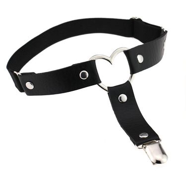 Harajuku Punk Heart-Shaped Leather Non-Slip Thigh Socks Leg Rings Ankle Bands Garter Accessories_voghion.com