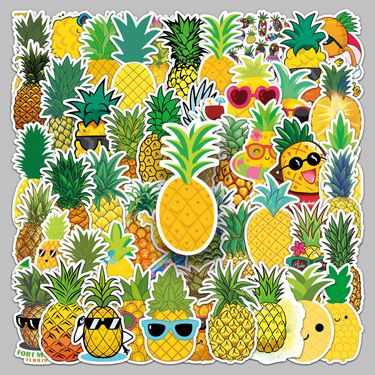 50 pineapple fruit luggage stickers creative waterproof graffiti stickers Scooter Computer tablet cartoon decoration_voghion.com