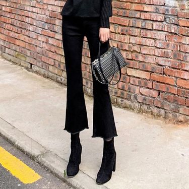 Korean version of suden hin micro jeans high waised spring and summer, wide leg small flared pans for women in_voghion.com