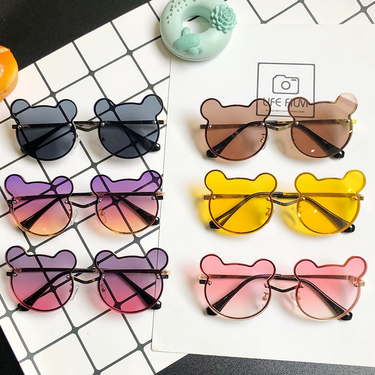 Mother&Kids Children's Sunglasses Cartoon Fashion Metal Frame Baby Sunglasses Street Photo Bear Frame Sunshade Mirror_voghion.com