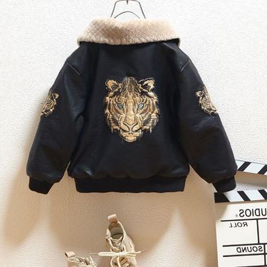 Kids Clothing Children's Plush Leather Jacket Seasons Tops Spring Autumn Winter Boys Fashion Casual Jacket_voghion.com