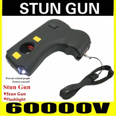New Women Outdoor Self-Defense Tools Electric Shock Wand Stun Gun With Strong Light Flashlight High-voltage Rechargeable Stun Rod 60 Million Volts_voghion.com