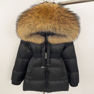 Women's Clothing winter new high end hooded down jacket for women, medium and long style, slim waist, warm, real fox fur collar_voghion.com