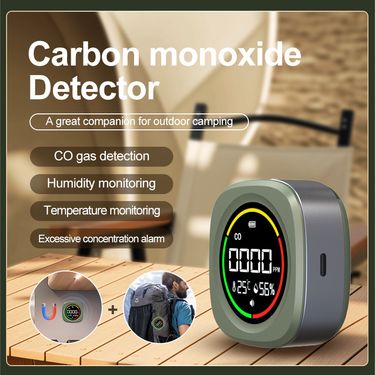 Portable CO Detector Alarm With Temperature & Humidity Monitor – High Accuracy 0-500ppm Range, USB-C Rechargeable_voghion.com
