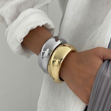 High-end Design Glossy Bracelet Irregular Geometric Open Jewelry Bangle_voghion.com