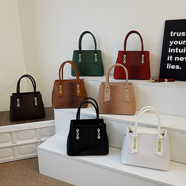 Handbag Women's New Western Style Shoulder Bag Large Capacity Commuter Crossbody Bag PU Leather Crocodile Pattern Bag Women's bag_viptrois.com