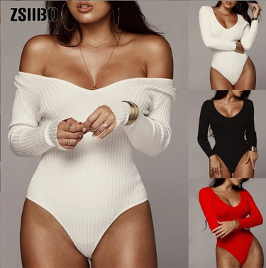 Women's Clothing V-Neck Long-Sleeved Pit Strip Jumpsuit Casual Tight Autumn And Winter_voghion.com
