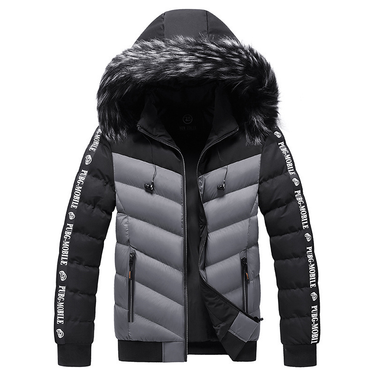 C Cotton Men's Winter Hooded Jacket Men's Thickened Warm Cotton Clothing Windproof Color Matching Cotton Jacket Casual S_voghion.com
