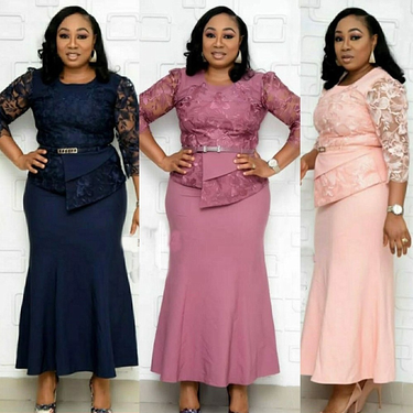 Women's New Lace Splice Dress Long Plus size Dresses_voghion.com