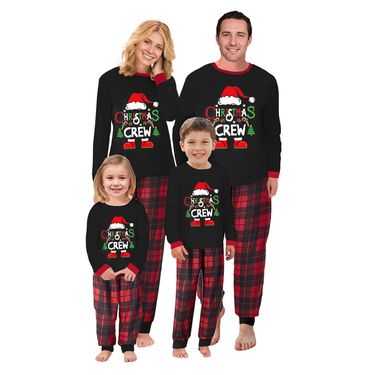 Christmas parent child outfit, family outfit, family of three or four, autumn and winter cotton Christmas parent child home clothes pajamas set_voghion.com