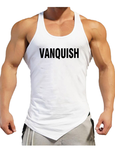 Muscle Men's Sports Fitness Training Deep Digging Irregular Hem Pure Cotton Tank Top_voghion.com