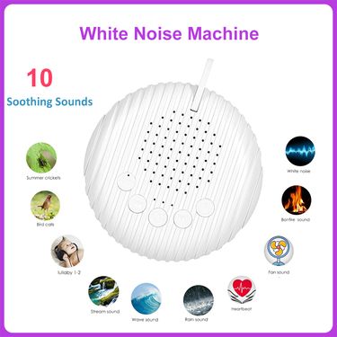 White Noise Sound Machine Portable Baby Sleep Machine 10 Soothing Sounds Volume Adjustable Built-in Rechargeable Battery USB_voghion.com