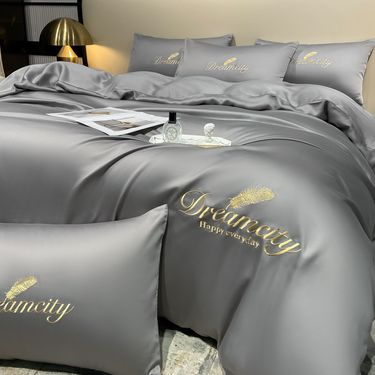 Ice silk high grade four piece set light luxury silky bed nude sleeping quilt cover spring and summer three piece set bed sheet bed sheet_voghion.com