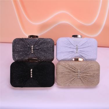 The New Popular Dazzling Diamond Decoration Elegant Pleated Bow Evening Bag Is Suitable For Dinner Parties And Birthday Party Bags_voghion.com