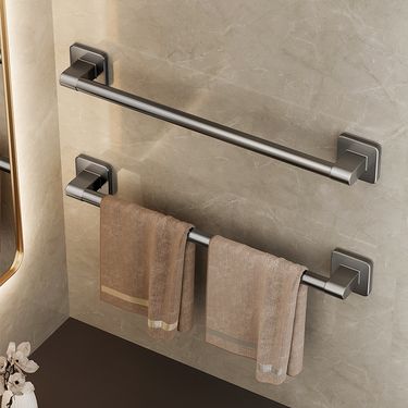 Space-Saving No-Drill Wall Mounted Towel Rack For Bathroom - Rust-Resistant Aluminum Alloy, Holds Up To 10KG, Sleek Gray/White_voghion.com