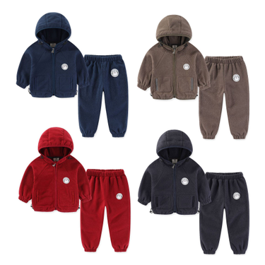 Baby clothing Middle Child Baby fleece hooded top Baby clothes Children's suit Boy's coat trousers_voghion.com