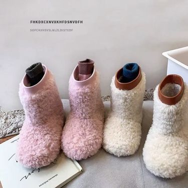 ShoeGlobe Korean Style Girls' Snow 2025 Autumn Winter New Children's Cotton Warm Short Boots Fleece Baby Fur Shoes_voghion.com