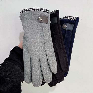 Autumn winter thick men's with insulation, touch screen for driving and cycling, finger soft rabbit plush_voghion.com