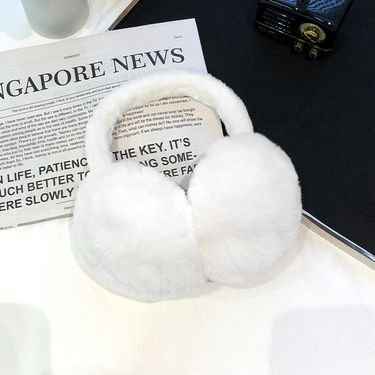 White Plush Earmuff Women's Winter Cute Warm Ear Protection Anti-freezing Ear Cover Ear Bag Skiing Windproof Earmuff Winter_voghion.com