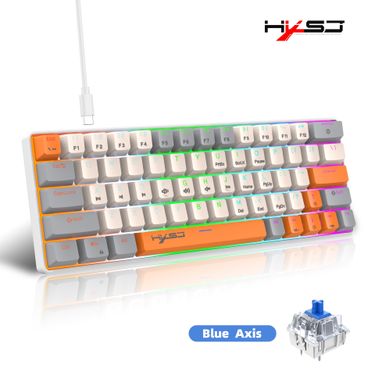 Wired Mechanical Keyboard With 63 Keys, Mini Three Tone Two-color Injection Molded Keycaps, Detachable Shaft Design, Cross-border Stock_voghion.com