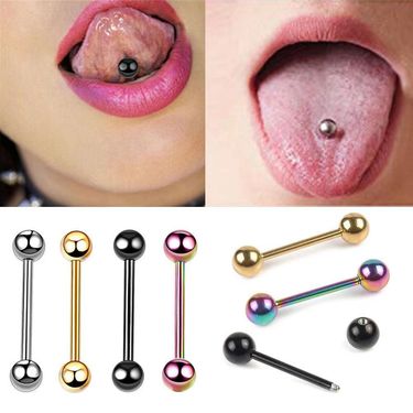 Unisex Jewelry Fashion fashion trendy titanium steel long rod ear bone nail tongue nail piercing jewelry colorful color combination_voghion.com