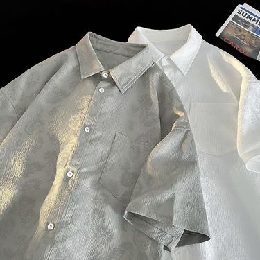 Men's Clothing Cashew flower shirt men's short sleeve summer fashion brand handsome high-end lapel shirt design couple outfit five-point sleeve_voghion.com