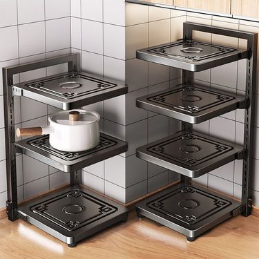 Adjustable Pot Countertop Multi-layer Cookware Storage Rack Under Sink Kitchen Utensil Organizer Thickened Shelf_voghion.com