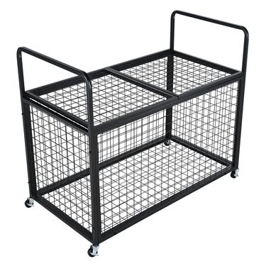 VEVOR Rolling Sports Ball Storage Cart, Lockable Basketball Cage With Double Lids, Sport Equipment Holder Organizer For Indoor Outdoor, Steel Storage Rack For Garages, Playgroup, Gym And Schools_voghion.com