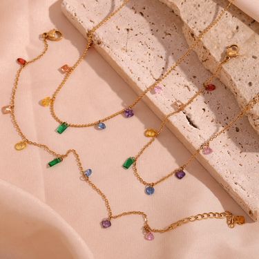 CELESTIALUMINAPersonalized Niche Popular Bracelet And Anklet Set Metal 18K Gold-plated Colored Zircon Necklace For Women_voghion.com
