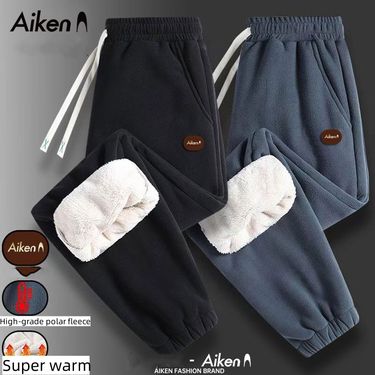 Senma Group AIKEN Autumn and Winter Men's Lamb Casual Plus Fleece Thick Sports Pants Warm Toe Tights_voghion.com