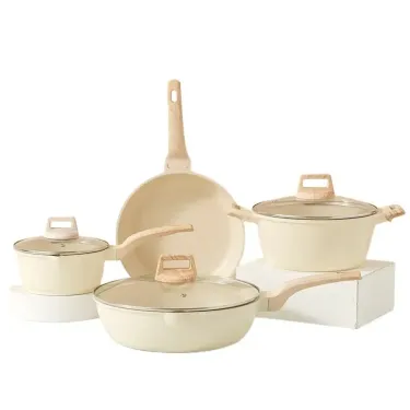Non-stick Koekenpannenset Maifan Steen Keuken Soeppan Melkpan Met Houten Handvat Pot Kookgerei Set Kookgerei Voor Keuken_voghion.com