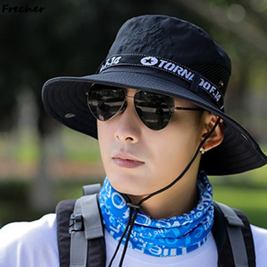 New Arrivals Men Wide Brim Bucket Fishing Hiking Jungle Boonie Cap Outdoor Mountaineering Hunting Fisherman Panama Breathable Sun Hat_voghion.com