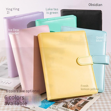 Refillable Notebooks A5 Loose Leaf Macaron Plan PU Notepad Cash Budget Handbook Loose Leaf Notebook_voghion.com