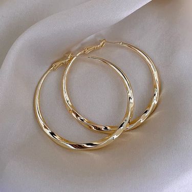 Large Hoop Earrings For Women 2023 New Style Niche Design Temperament Light Luxury Circle Plain Hoop Earrings_ipsvogv.com