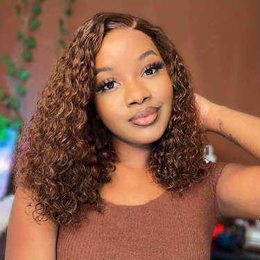 13*4 lace human hair hood 100% human hair water wave perm curly hair brown_voghion.com