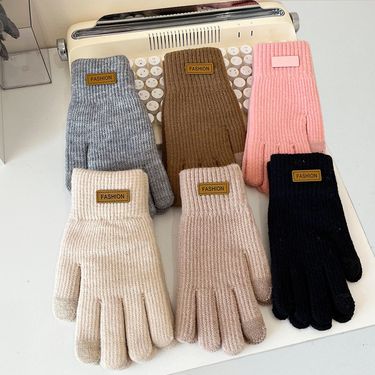 New Melard Korean Version Of Women's Knitted Warm Fall And Winter Thickened Wool Fashion Touch Screen Five Finger Gloves_voghion.com