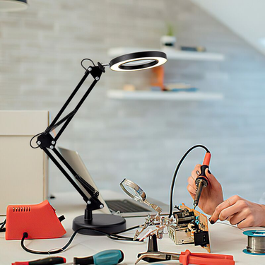 USB 5X Magnifying Glass Desk Lamp Magnifier 64 LED Reading Lamp 3 Colors Dimming For Welding/Beauty_voghion.com