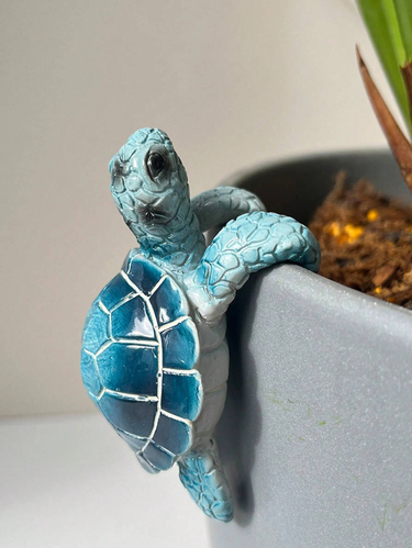 1pc Cute Resin Mini Sea Turtle Statue, Hanging Planter Pot Decoration, Indoor Home Decor Figurine For Garden, Yard And House Without Electricity'_voghion.com