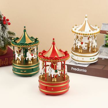 Christmas carousel music box creative birthday gift wind up music box children's Christmas decorations_voghion.com