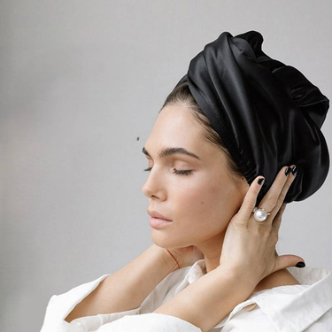 Home Textile Luxury Satin Double Layer Hair Drying Cap For Women_voghion.com