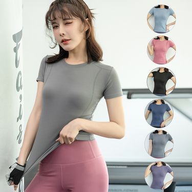 Slim fit women's sports fitness suit, running, sweat absorbing quick drying clothes, slimming and tight fitting yoga_voghion.com