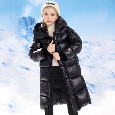 Kids' Graphene-Infused Puffer Jacket – Windproof & Cold-Resistant (Black/Gold, 120-160cm Height Range)_voghion.com