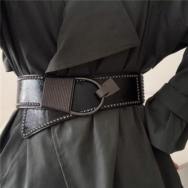 High-end Wide Belt For Women, Elastic Black Waistband, Fashionable Ins Accessories, Outerwear Coat_voghion.com