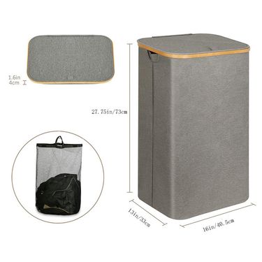 Home & Garden Home Bamboo Wooden Dirty Clothes Basket Bedroom With Inner Bag With Cover Foldable Dirty Clothes Storage Basket Bathroom Large Dirty_voghion.com