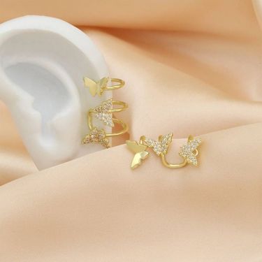 Sweet Academy Style Earbone Clip Women's Zircon Butterfly Multi Layered Earhole Free Ear Buckles Fashionable And Popular_voghion.com