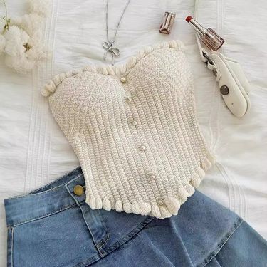 Women's Clothing Autumn New Knitted Slim Fit Single Breasted Multi Button Top_voghion.com